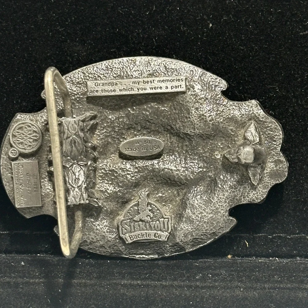 Vintage 1988 Siskiyou Grandpa Memories Western Gift Belt Buckle A-80 USA Made